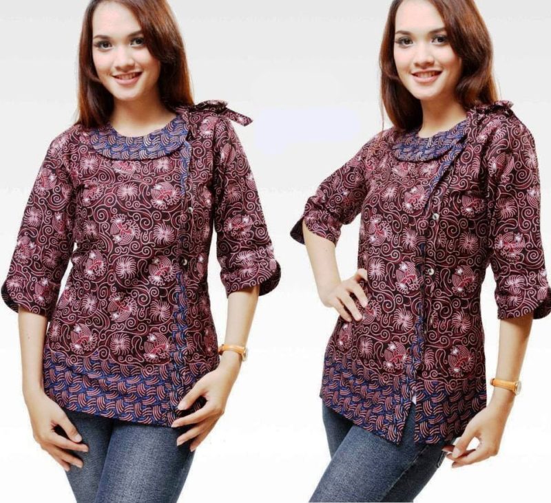 model baju batik lengan pendek wanita terbaru