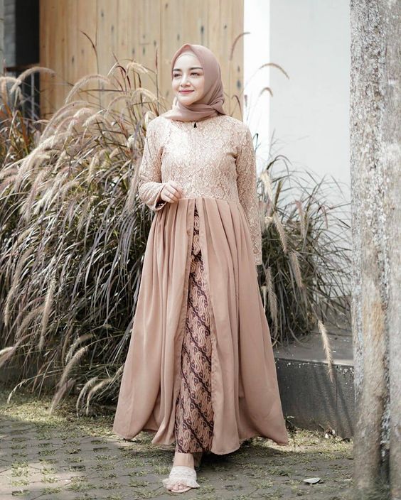 dress brokat kombinasi batik modern