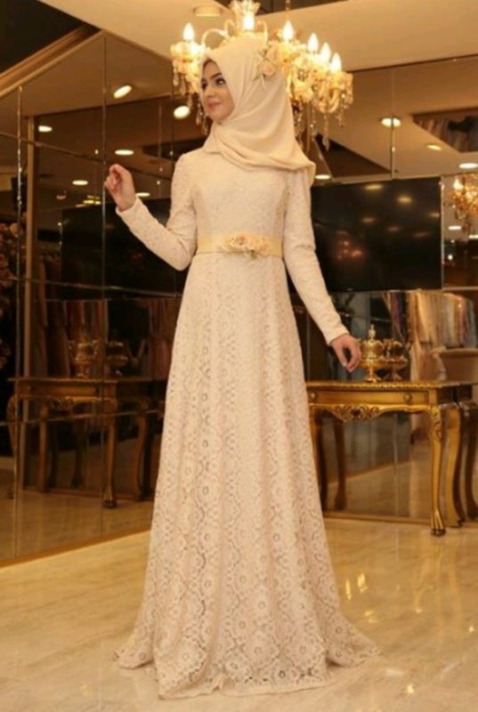 dress brokat muslim elegan cocok untuk ke pesta