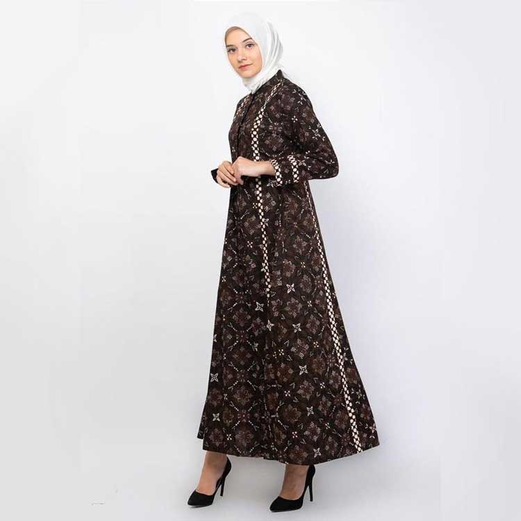 model dress batik kombinasi brokat modern