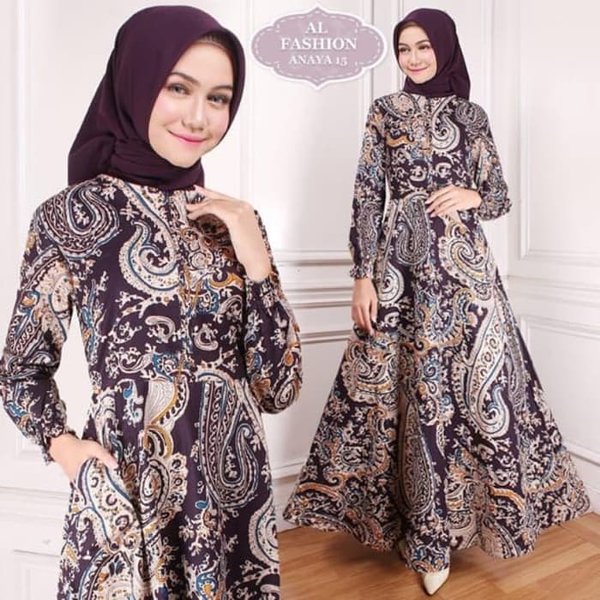 model dress batik elegan lengan panjang