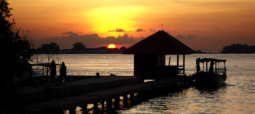 sunset pulau semak daun